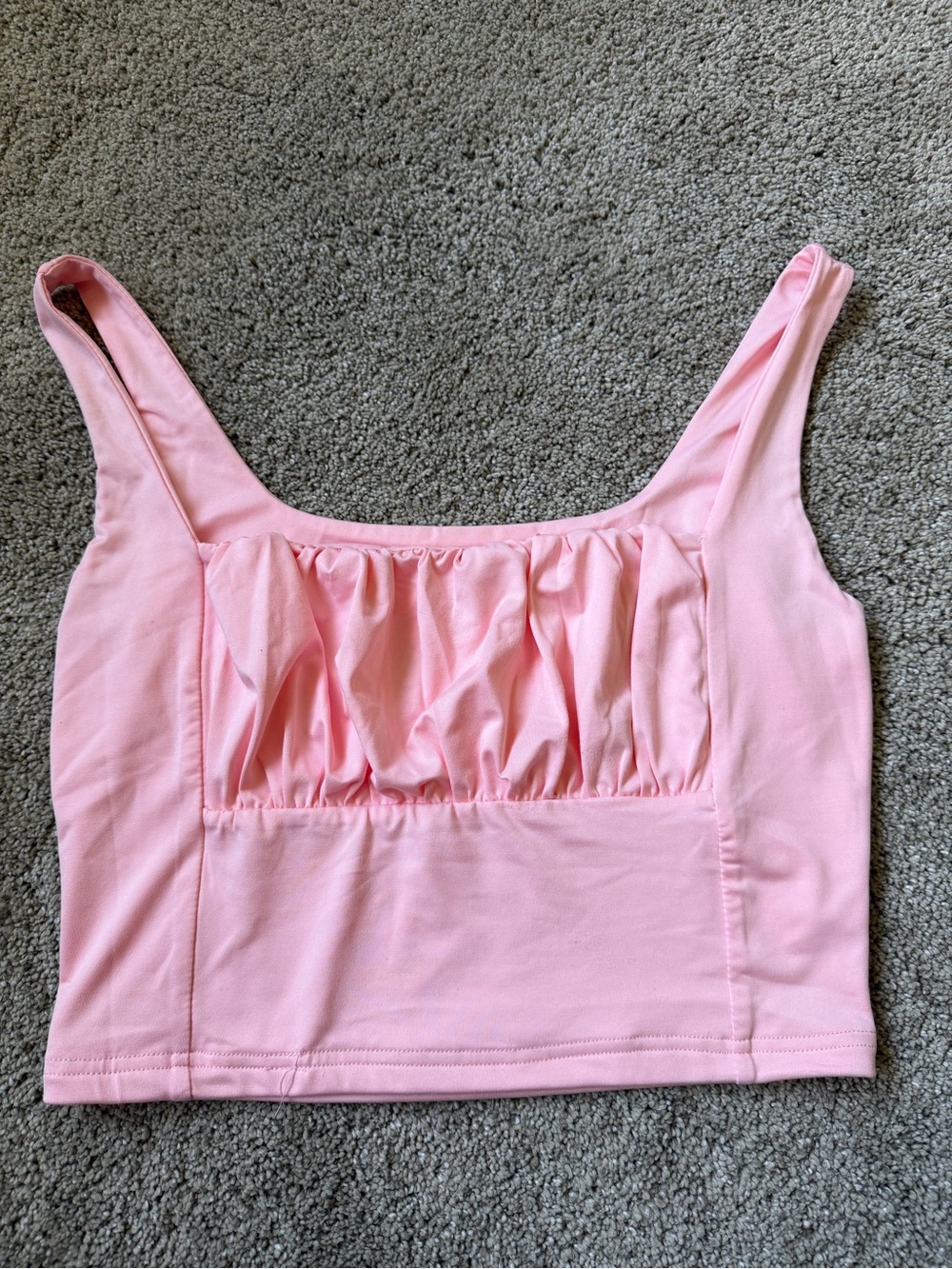 Pink Ruched Scoop Crop Top